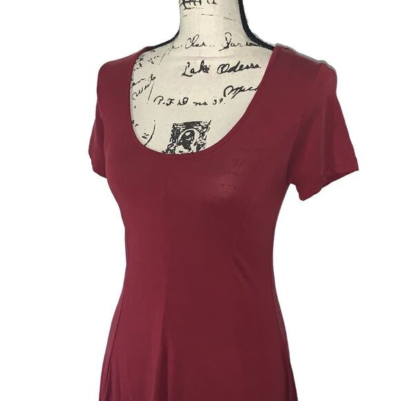 MIAMI maroon fitted flare dress XS - Picture 7 of 8